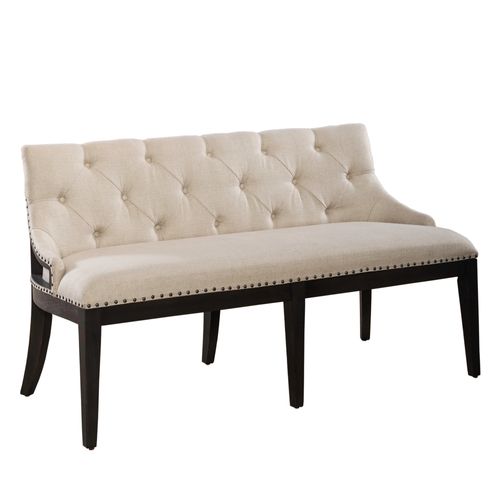 Americana Farmhouse Uph Shelter Dining Bench- Black