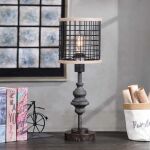 Stylecraft Black Metal Mini Lamp with Cage Shade and Edison Bulb - Image 2
