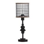 Stylecraft Black Metal Mini Lamp with Cage Shade and Edison Bulb