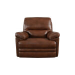 David Pecan Leather Power Gliding Recliner with Power Headrest & Lumbar - Image 3