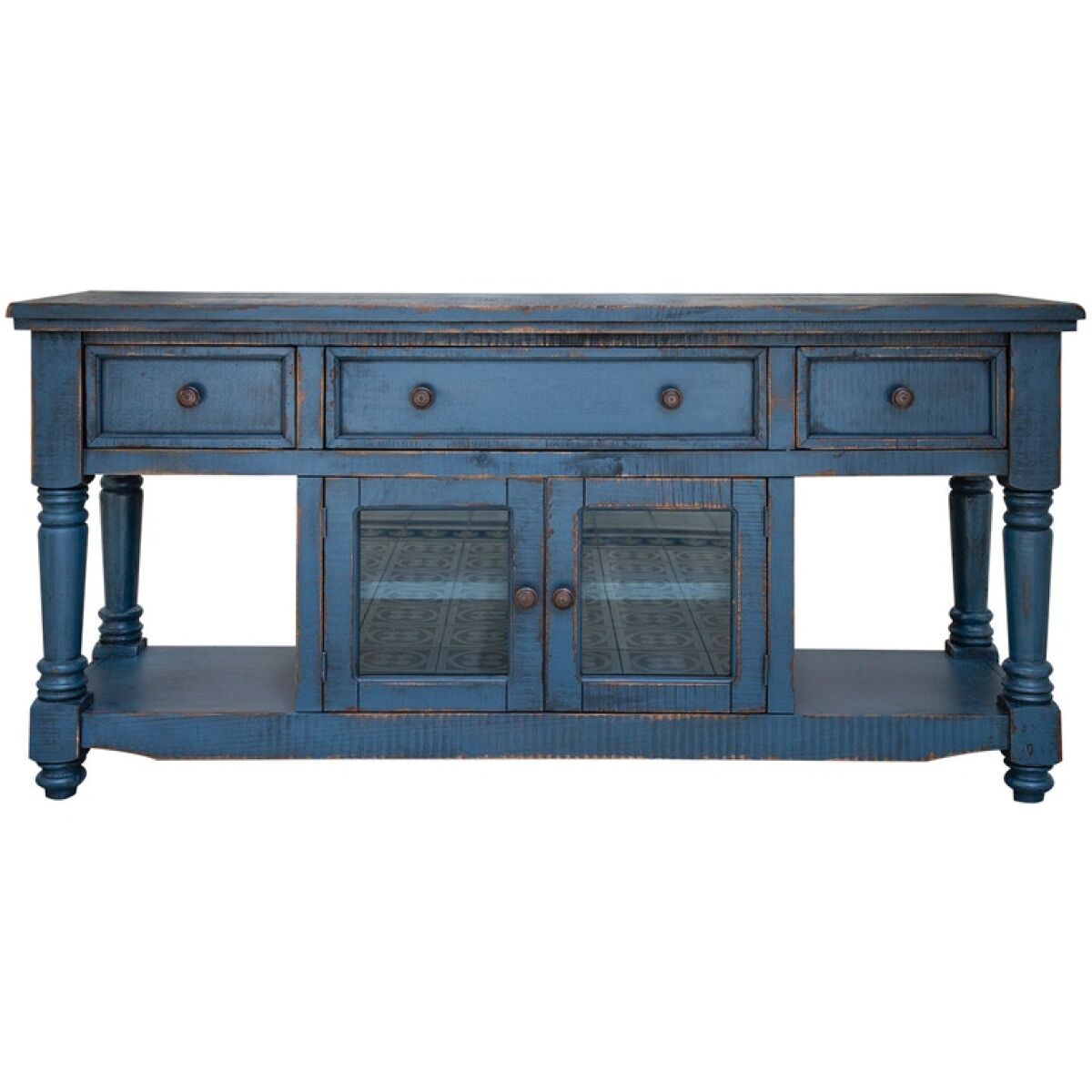 Aruba 3 Drawer 2 Door Console w/Dark Blue Finish Aruba 3 Drawer 2 Door Console w/Dark Blue Finish - Image 1