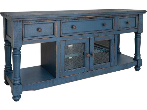 Aruba 3 Drawer 2 Door Console w/Dark Blue Finish - Image 3