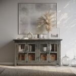 Rustic Shore 4 Door Low Accent Cabinet Stone - Image 2