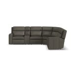 Flexsteel Wyatt Gunmetal Leather Power Reclining Sectional with Power Headrest & Lumbar - Image 3