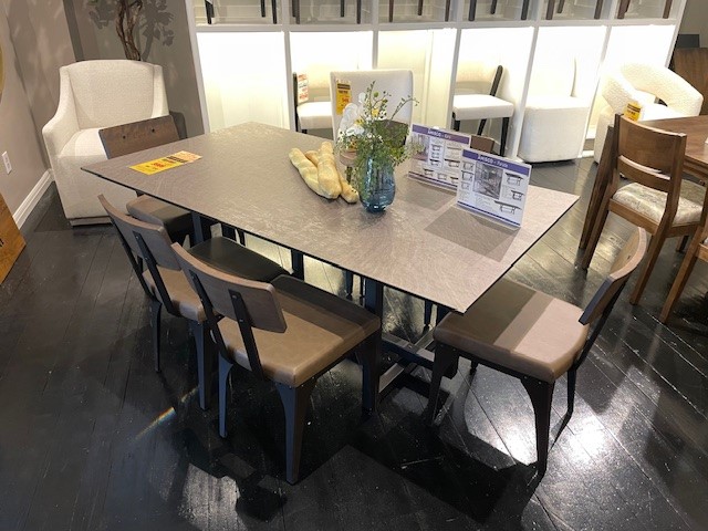 Amisco Ezra Dining Table and Six Architect Chairs