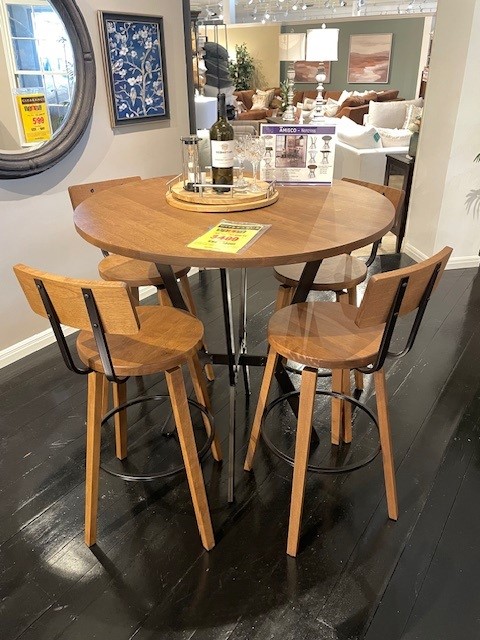 Amisco Norcross Pub Table and Four Esteban Stools